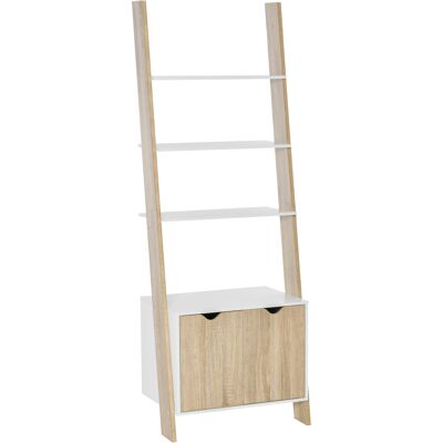 OEM Estantería En Forma De Escalera De Madera Librería Con 3 Estantes Y 1 Armario De Almacenaje 60x40x171 Cm Roble Y Blanco OEM Estantería En Forma De Escalera De Madera Librería Con 3 Estantes Y 1 Armario De Almacenaje 60x40x171 Cm Roble Y Blanco