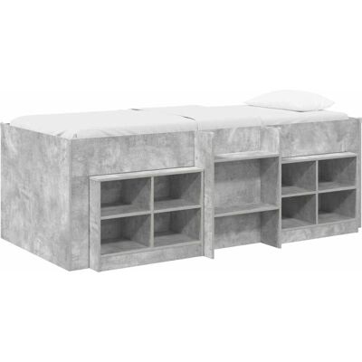 Marco De Cama Loft Con Armario Con Estante 3 Uds. Gris Hormigón Vidaxl Marco De Cama Loft Con Armario Con Estante 3 Uds. Gris Hormigón Vidaxl