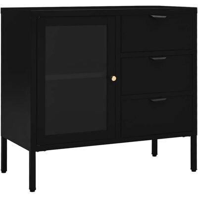 Vidaxl - Aparador De Acero Y Vidrio Templado Negro 75x35x70 Cm Vidaxl - Aparador De Acero Y Vidrio Templado Negro 75x35x70 Cm