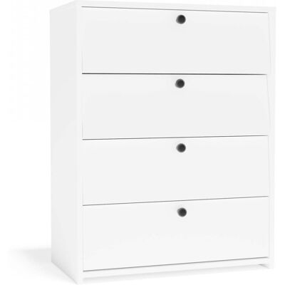 Topeshop - Loka - Zapatero Con 4 Puertas Abatibles - Diseño Moderno - Blanco Topeshop - Loka - Zapatero Con 4 Puertas Abatibles - Diseño Moderno - Blanco