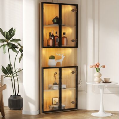 Mueble Vitrina Esquinera Con Led Roble 62x32x160 Cristal Okmyhome Mueble Vitrina Esquinera Con Led Roble 62x32x160 Cristal Okmyhome