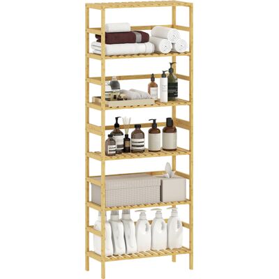 JHY DESIGN Estantería De Bambú De 6 Niveles, Estantes Ajustables, Estantería De Almacenamiento Independiente, Madera Natural. JHY DESIGN Estantería De Bambú De 6 Niveles, Estantes Ajustables, Estantería De Almacenamiento Independiente, Madera Natural.