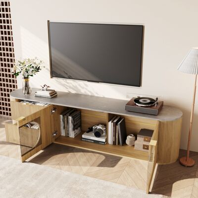 Mueble Tv Con Vitrina De Vidrio Mdf 172 Cm Okmyhome Mueble Tv Con Vitrina De Vidrio Mdf 172 Cm Okmyhome