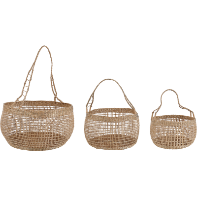 Beliani Juego de 3 cestas de algas naturales con asas - Accesorio para el hogar - Estilo boho Beliani Juego de 3 cestas de algas naturales con asas - Accesorio para el hogar - Estilo boho