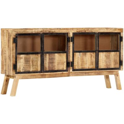Vidaxl - Aparador Madera Maciza Mango En Bruto Marrón Negro 160x30x80 Cm Vidaxl - Aparador Madera Maciza Mango En Bruto Marrón Negro 160x30x80 Cm