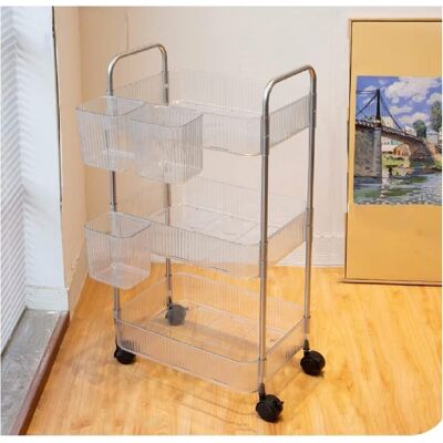 QIYAO Organizador De Acrílico, Carrito De Acrílico Transparente, Carrito Para Cosméticos, Organizador De Artículos De Tocador, Mesita De Noche, 3 Niveles QIYAO Organizador De Acrílico, Carrito De Acrílico Transparente, Carrito Para Cosméticos, Organizador De Artículos De Tocador, Mesita De Noche, 3 Niveles