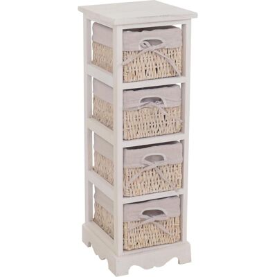 HHG Cómoda blanca shabby 4 cajones - Guardarropa HHG Cómoda blanca shabby 4 cajones - Guardarropa