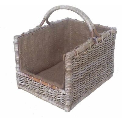 WEBMARKETPOINT Cesta Recta De Madera De Cloe Con Forro De Yute Cm50x38h33-47 WEBMARKETPOINT Cesta Recta De Madera De Cloe Con Forro De Yute Cm50x38h33-47