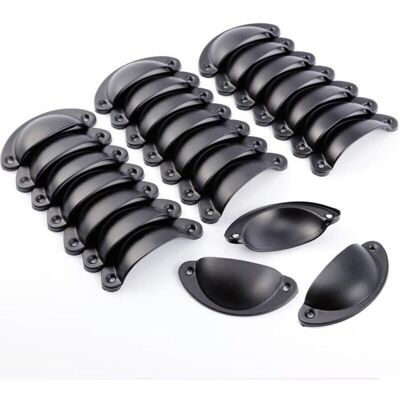 OEM Juego De 24 Tiradores Para Armarios – 82 Mm – Diseño Retro – Negro – Crezuo OEM Juego De 24 Tiradores Para Armarios – 82 Mm – Diseño Retro – Negro – Crezuo