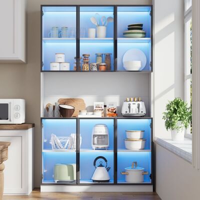 HAUSS SPOLE Vitrina Con Iluminación Led Y 6 Puertas De Cristal, Armario De Almacenamiento De Mdf Blanco, 120x34x200 Cm - 1 Unidad HAUSS SPOLE Vitrina Con Iluminación Led Y 6 Puertas De Cristal, Armario De Almacenamiento De Mdf Blanco, 120x34x200 Cm - 1 Unidad