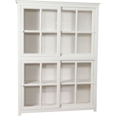 BISCOTTINI Biblioteca Vitrina Con Puertas Correderas En Madera Maciza De Tilo , Acabado Con Efecto Blanco Envejecido 154x37x212 Cm BISCOTTINI Biblioteca Vitrina Con Puertas Correderas En Madera Maciza De Tilo , Acabado Con Efecto Blanco Envejecido 154x37x212 Cm