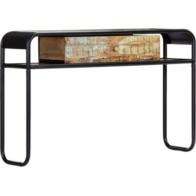 Décoshop26 - Consola De Entrada Mueble Salón Con Cajón 118x30x75 Cm Madera Maciza Recuperada Y Acero Dec031542 Décoshop26 - Consola De Entrada Mueble Salón Con Cajón 118x30x75 Cm Madera Maciza Recuperada Y Acero Dec031542