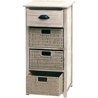 DÉCOSHOP26 - Cómoda con cajón y 3 cestos - marrón claro natural DÉCOSHOP26 - Cómoda con cajón y 3 cestos - marrón claro natural