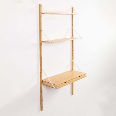 Estantería de Pared en Bambú SKLUM - 2 Baldas con Escritorio - Blanco Estantería de Pared en Bambú SKLUM - 2 Baldas con Escritorio - Blanco