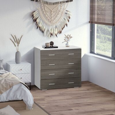 SANS MARQUE Cómoda Con 4 Cajones Moderna Cajonera Para Salón Para Dormitorio Pasillo 76x35x72 Cm Gris Y Blanco SANS MARQUE Cómoda Con 4 Cajones Moderna Cajonera Para Salón Para Dormitorio Pasillo 76x35x72 Cm Gris Y Blanco