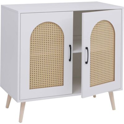 DÉCOSHOP26 Cómoda De Diseño Contemporáneo De 2 Puertas Y 2 Compartimentos 79x80x40 Cm Fabricada En Mdf Revestido De Melamina Blanca Y Polirratán 040008825 DÉCOSHOP26 Cómoda De Diseño Contemporáneo De 2 Puertas Y 2 Compartimentos 79x80x40 Cm Fabricada En Mdf Revestido De Melamina Blanca Y Polirratán 040008825