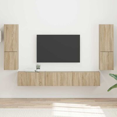 Conjunto De Mueble De Tv 4 Uds. Roble Sonoma Vidaxl Conjunto De Mueble De Tv 4 Uds. Roble Sonoma Vidaxl