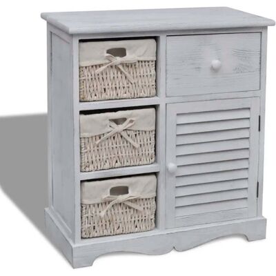 HELLOSHOP26 Armario De Almacenamiento De Madera De Estilo Rústico 60 X 30 X 63 Cm Con 3 Cestas De Algodón Blanco 020046226 HELLOSHOP26 Armario De Almacenamiento De Madera De Estilo Rústico 60 X 30 X 63 Cm Con 3 Cestas De Algodón Blanco 020046226