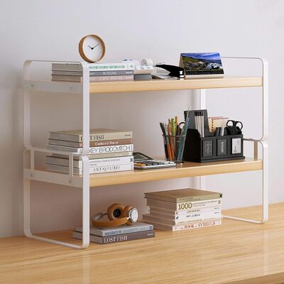 RAPANDA Organizador De Escritorio De Madera: Suministros De Oficina, Bonito Estante De Almacenamiento Para La Cómoda Y Elegante Estante Decorativo Para Cubículos Para Mujeres, Hombres Y Niños (blanco, Dos Niv RAPANDA Organizador De Escritorio De Madera: Suministros De Oficina, Bonito Estante De Almacenamiento Para La Cómoda Y Elegante Estante Decorativo Para Cubículos Para Mujeres, Hombres Y Niños (blanco, Dos Niv
