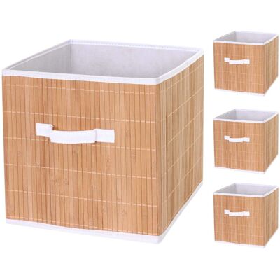 Décoshop26 - 4x Cestas De Almacenamiento Cesta De Bambú 32x32x32cm Color Natural 040001348 Décoshop26 - 4x Cestas De Almacenamiento Cesta De Bambú 32x32x32cm Color Natural 040001348