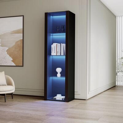 HAUSS SPOLE Vitrina, 3 Compartimentos De Cristal, 55x38x166cm, Con Iluminación Led, Mueble Alto, Mueble Almacenaje, Color Negro HAUSS SPOLE Vitrina, 3 Compartimentos De Cristal, 55x38x166cm, Con Iluminación Led, Mueble Alto, Mueble Almacenaje, Color Negro