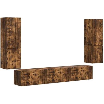 Conjunto De Mueble De Tv 4 Uds. Roble Ahumado Vidaxl Conjunto De Mueble De Tv 4 Uds. Roble Ahumado Vidaxl