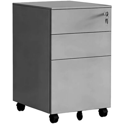Relaxdays Cajonera Con Ruedas, 3 Cajones, 60 X 39 X 52 Cm, Cerradura, Archivador Metálico, Gris Relaxdays Cajonera Con Ruedas, 3 Cajones, 60 X 39 X 52 Cm, Cerradura, Archivador Metálico, Gris