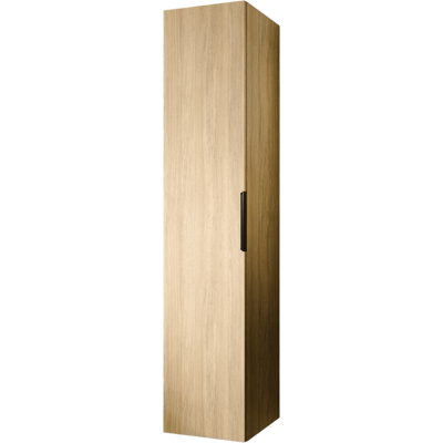Bernstein - Armario De Pared De Madera Lacada, Columna De Almacenaje Con Puerta + Tirador De Metal Negro Mate - 35x165x35cm - Tim - Roble Blanqueado Bernstein - Armario De Pared De Madera Lacada, Columna De Almacenaje Con Puerta + Tirador De Metal Negro Mate - 35x165x35cm - Tim - Roble Blanqueado