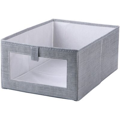 OEM Cajas De Almacenamiento Plegables Con Ventana Transparente, Cesta De Almacenamiento De Cartón Con Asa Para Armario, Vestidor, Color Gris. OEM Cajas De Almacenamiento Plegables Con Ventana Transparente, Cesta De Almacenamiento De Cartón Con Asa Para Armario, Vestidor, Color Gris.