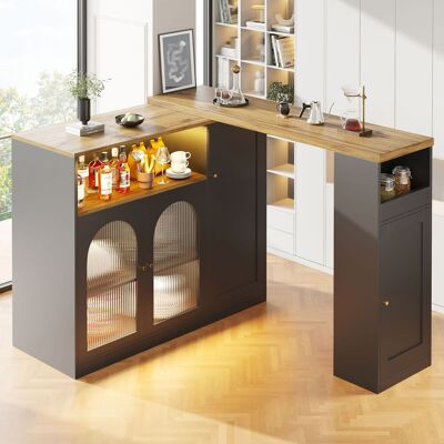 MODFU Vitrina De Postres Giratoria De 360° (197 X 39,6 X 100 Cm), Aparador Con Luces Led Y Puertas De Cristal, Vinoteca De Mdf, Negro MODFU Vitrina De Postres Giratoria De 360° (197 X 39,6 X 100 Cm), Aparador Con Luces Led Y Puertas De Cristal, Vinoteca De Mdf, Negro