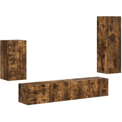 Conjunto De Mueble De Tv 4 Uds. Roble Ahumado Vidaxl Conjunto De Mueble De Tv 4 Uds. Roble Ahumado Vidaxl