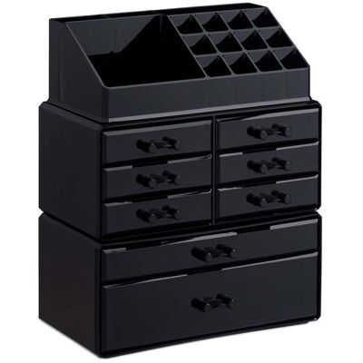 HELLOSHOP26 Organizador De Maquillaje Apilable 30 X 24 X 14 Cm 24 Compartimentos Práctico Diseño De Acrílico Transparente Negro 130005399 HELLOSHOP26 Organizador De Maquillaje Apilable 30 X 24 X 14 Cm 24 Compartimentos Práctico Diseño De Acrílico Transparente Negro 130005399