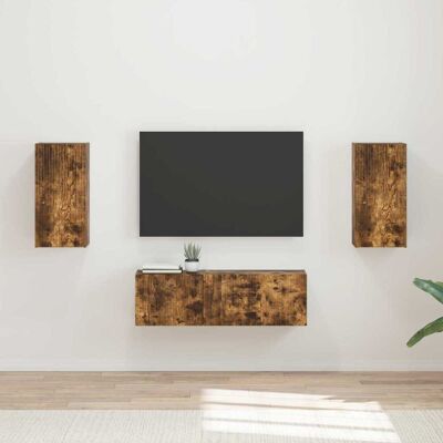 Conjunto De Mueble Para Tv De Pared 4 Uds. Roble Ahumado Vidaxl Conjunto De Mueble Para Tv De Pared 4 Uds. Roble Ahumado Vidaxl