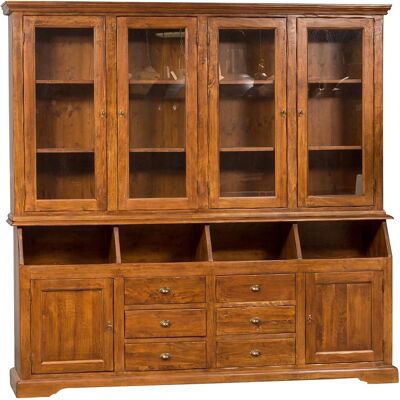 BISCOTTINI Biblioteca De Estilo Country De Madera Maciza De Tilo Acabado Con Efecto Nogal 230x50x226 Cm BISCOTTINI Biblioteca De Estilo Country De Madera Maciza De Tilo Acabado Con Efecto Nogal 230x50x226 Cm