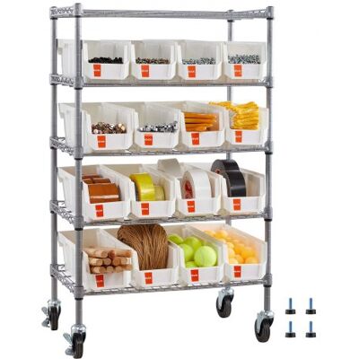 OEM Estantería De Almacenamiento Con Ruedas, 5 Niveles, 16 Compartimentos Organizadores Pequeños De Polipropileno, Para Garaje, Almacén, Oficina, Restaurante, Aula Y Cocina, 610 X 355 X 1065 Mm OEM Estantería De Almacenamiento Con Ruedas, 5 Niveles, 16 Compartimentos Organizadores Pequeños De Polipropileno, Para Garaje, Almacén, Oficina, Restaurante, Aula Y Cocina, 610 X 355 X 1065 Mm