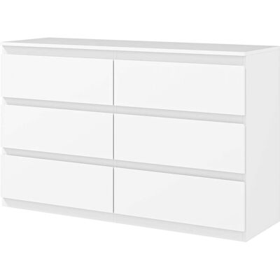 HELLOSHOP26 Cómoda De Almacenamiento 120 X 39 X 75 Cm 6 Cajones Sin Tiradores Ahorra Espacio Minimalista Moderno Práctico De Mdf Blanco 210001572 HELLOSHOP26 Cómoda De Almacenamiento 120 X 39 X 75 Cm 6 Cajones Sin Tiradores Ahorra Espacio Minimalista Moderno Práctico De Mdf Blanco 210001572