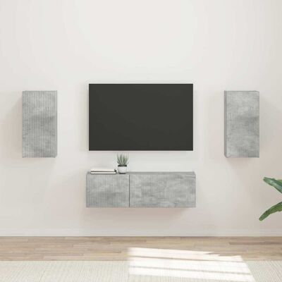 Vidaxl Conjunto De Mueble Para Tv De Pared 4 Uds. Gris Concreto Vidaxl Conjunto De Mueble Para Tv De Pared 4 Uds. Gris Concreto