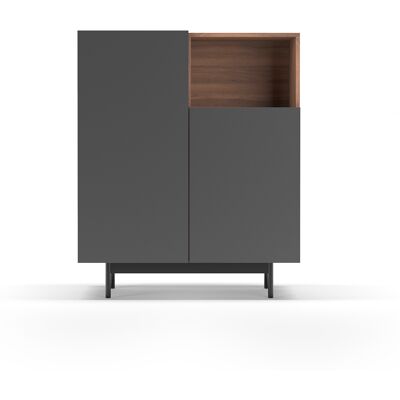 HERDASA Mueble Aparador En Melamina, Colección Printed (602-1), Con 2 Puertas, En Nogal Y Grafito HERDASA Mueble Aparador En Melamina, Colección Printed (602-1), Con 2 Puertas, En Nogal Y Grafito