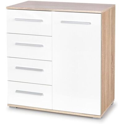 Arredamento1 - Cómoda Cirveso 101, Roble Sonoma + Blanco Brillante, Con Cajones Y Puertas, Número De Cajones: 0, 82x77x40cm Arredamento1 - Cómoda Cirveso 101, Roble Sonoma + Blanco Brillante, Con Cajones Y Puertas, Número De Cajones: 0, 82x77x40cm