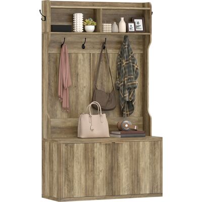 Homcom Perchero Zapatero, Perchero Recibidor Con 2 Puertas, Estantes Abiertos, 6 Ganchos, Para Pasillo, Dormitorio, Salón, 100x38x172 Cm, Roble Homcom Perchero Zapatero, Perchero Recibidor Con 2 Puertas, Estantes Abiertos, 6 Ganchos, Para Pasillo, Dormitorio, Salón, 100x38x172 Cm, Roble