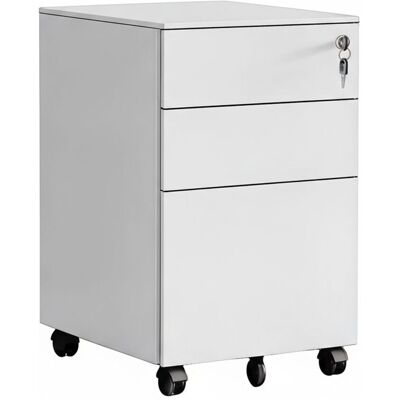 Relaxdays Cajonera Con Ruedas, 3 Cajones, 60 X 39 X 52 Cm, Cerradura, Archivador Metálico, Blanco Relaxdays Cajonera Con Ruedas, 3 Cajones, 60 X 39 X 52 Cm, Cerradura, Archivador Metálico, Blanco