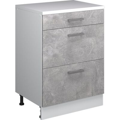 Cómoda De Ampliación Rion, Hormigón/blanco, 60 X 46 Cm Sin Inclinación Con 3 Cajones, Vicco Cómoda De Ampliación Rion, Hormigón/blanco, 60 X 46 Cm Sin Inclinación Con 3 Cajones, Vicco