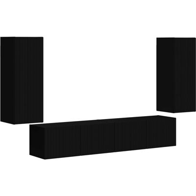 Conjunto De Mueble Para Tv De Pared 4 Uds. Negro Vidaxl Conjunto De Mueble Para Tv De Pared 4 Uds. Negro Vidaxl