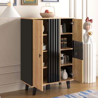 MODENVIE Vitrina Aparador Con 2 Puertas, 3 Estantes E Iluminación Led, Para Salón O Comedor, 80 X 40 X 120 Cm MODENVIE Vitrina Aparador Con 2 Puertas, 3 Estantes E Iluminación Led, Para Salón O Comedor, 80 X 40 X 120 Cm