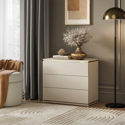 Aparador Linette, Dorado, 80 X 70 Cm Con 3 Cajones, Vicco Aparador Linette, Dorado, 80 X 70 Cm Con 3 Cajones, Vicco