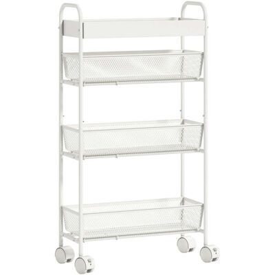 NORTHIX Carrito De Cocina Metalico 3 Cestas Diseno Delgado 4 Ruedas Blanco 211773172 NORTHIX Carrito De Cocina Metalico 3 Cestas Diseno Delgado 4 Ruedas Blanco 211773172