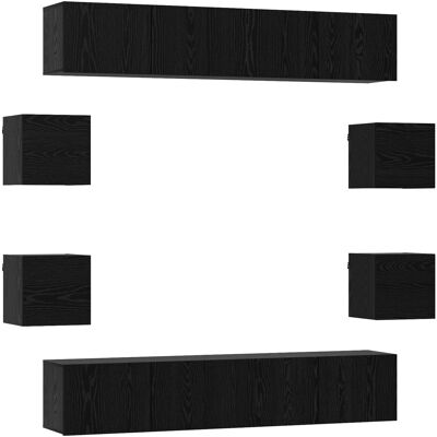 Conjunto De Mueble De Tv 8 Uds. Roble Negro Vidaxl Conjunto De Mueble De Tv 8 Uds. Roble Negro Vidaxl