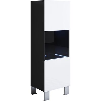 LETTIEMOBILI Vitrina Con Patas 12cm Armario Mueble De Salón Vitrina De Pared Led 1 Puerta 40x138x29cm Modelo Luke V3 Negro Y Blanco Brillo LETTIEMOBILI Vitrina Con Patas 12cm Armario Mueble De Salón Vitrina De Pared Led 1 Puerta 40x138x29cm Modelo Luke V3 Negro Y Blanco Brillo
