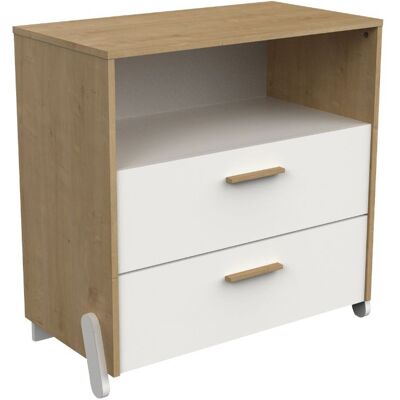 MIROYTENGO Cómoda de Madera 2 Cajones Estilo Nórdico 73x74cm MIROYTENGO Cómoda de Madera 2 Cajones Estilo Nórdico 73x74cm