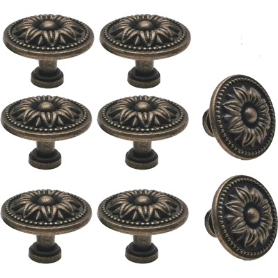 FORIOUS Tiradores De Cajón Vintage Con Forma De Flor, Tiradores De Cajón De Cómoda De Bronce Antiguo, Juego De 8, Forma De Flor FORIOUS Tiradores De Cajón Vintage Con Forma De Flor, Tiradores De Cajón De Cómoda De Bronce Antiguo, Juego De 8, Forma De Flor